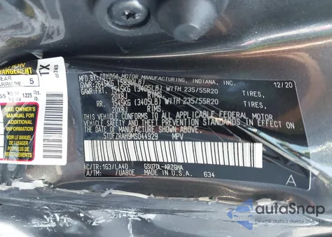 2021 Toyota Highlander Platinum z USA, uszkodzony, nr VIN 5TDFZRAH9MS044929